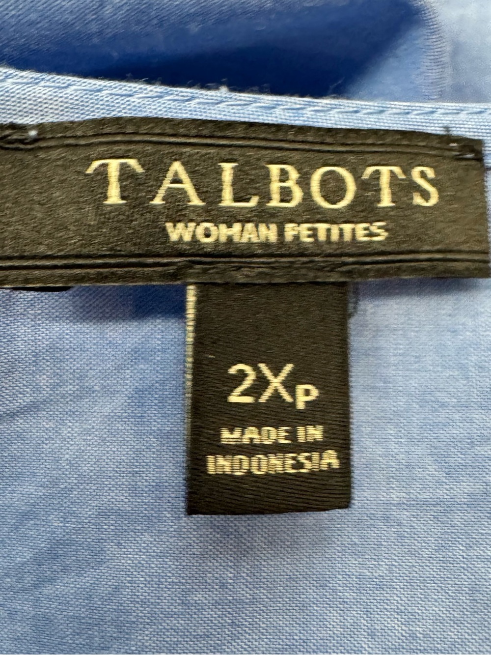 Talbots Light Blue V-Neck Tunic Top White Lattice Embroidered Hem Size 2X Petite - Picture 7 of 8